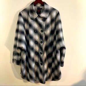 STUDIO D Sz XL  Plaid Shacket with Dolman Sleeves